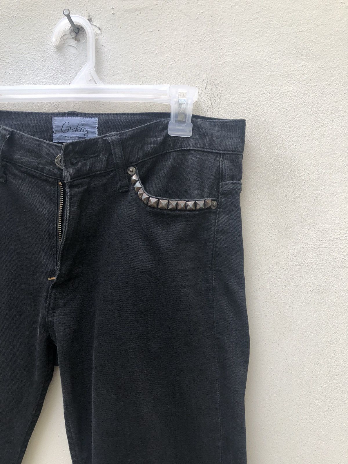Vintage Cockies Japan Riveted Faded Black Denim Jeans Size US 30 / EU 46 - 6 Thumbnail