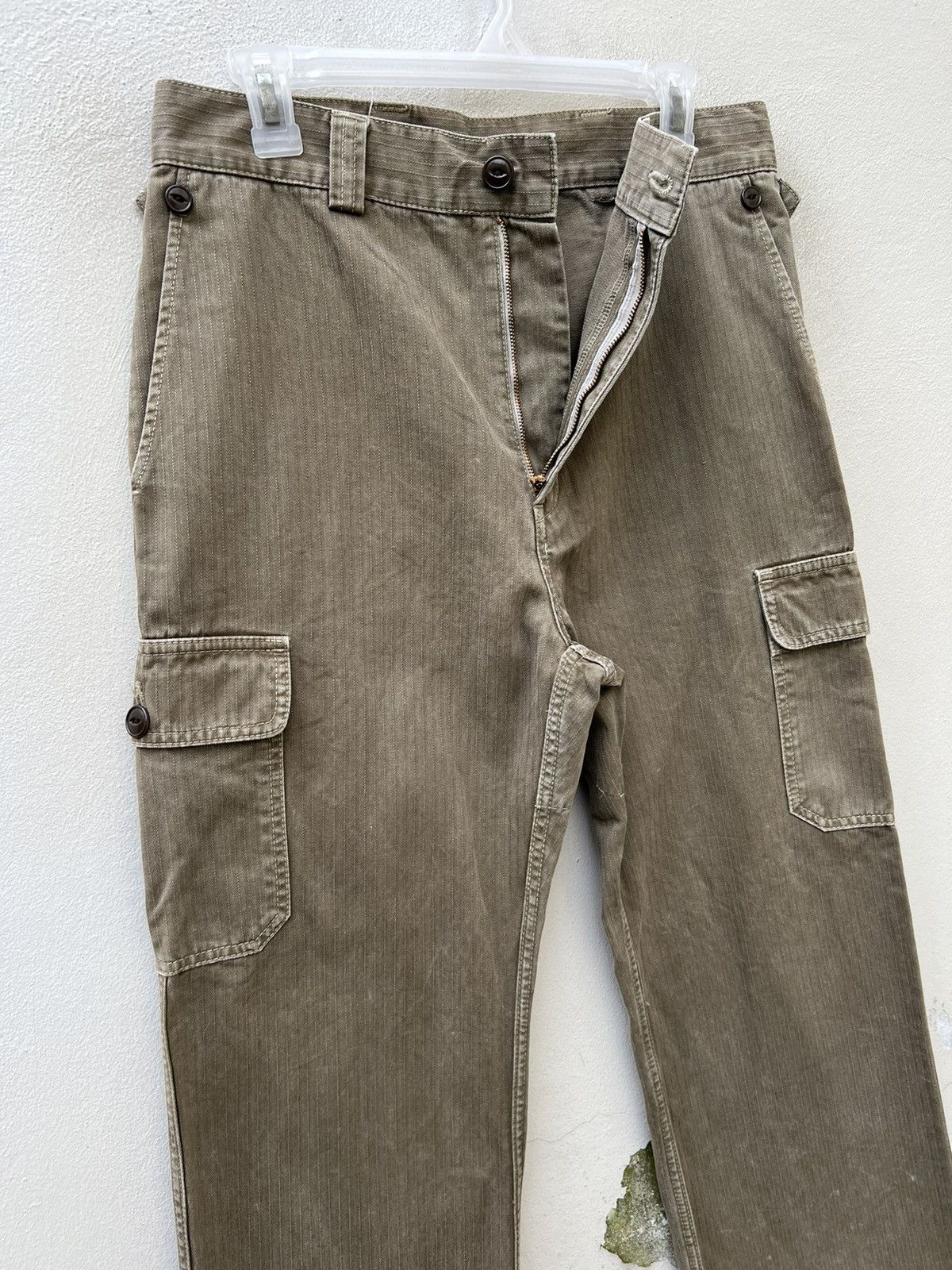 Journal Standard VTG JS Japan Sun Fade Olive Green HBT Striped Cargo Trouser Size US 30 / EU 46 - 8 Thumbnail