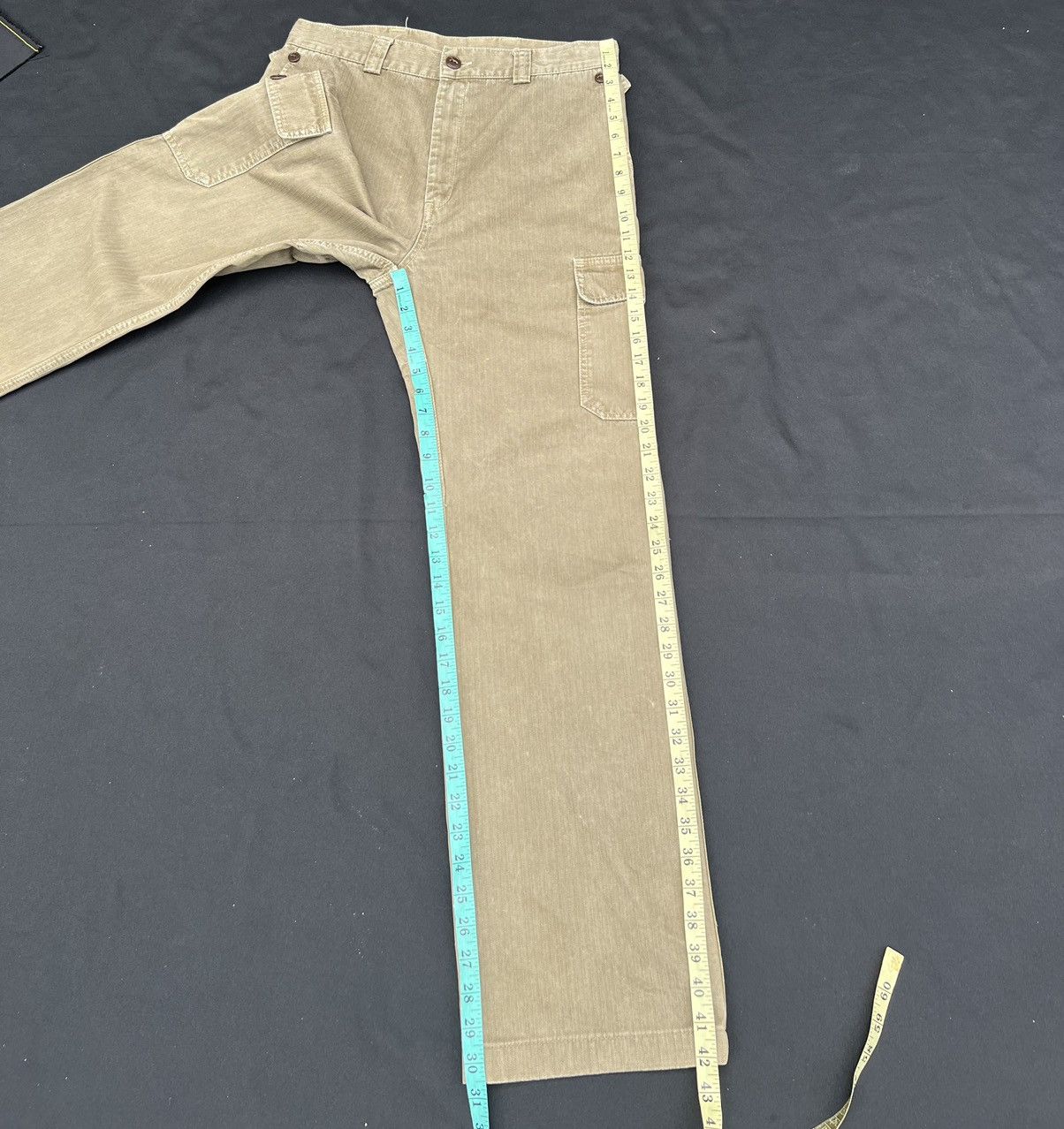Journal Standard VTG JS Japan Sun Fade Olive Green HBT Striped Cargo Trouser Size US 30 / EU 46 - 4 Thumbnail