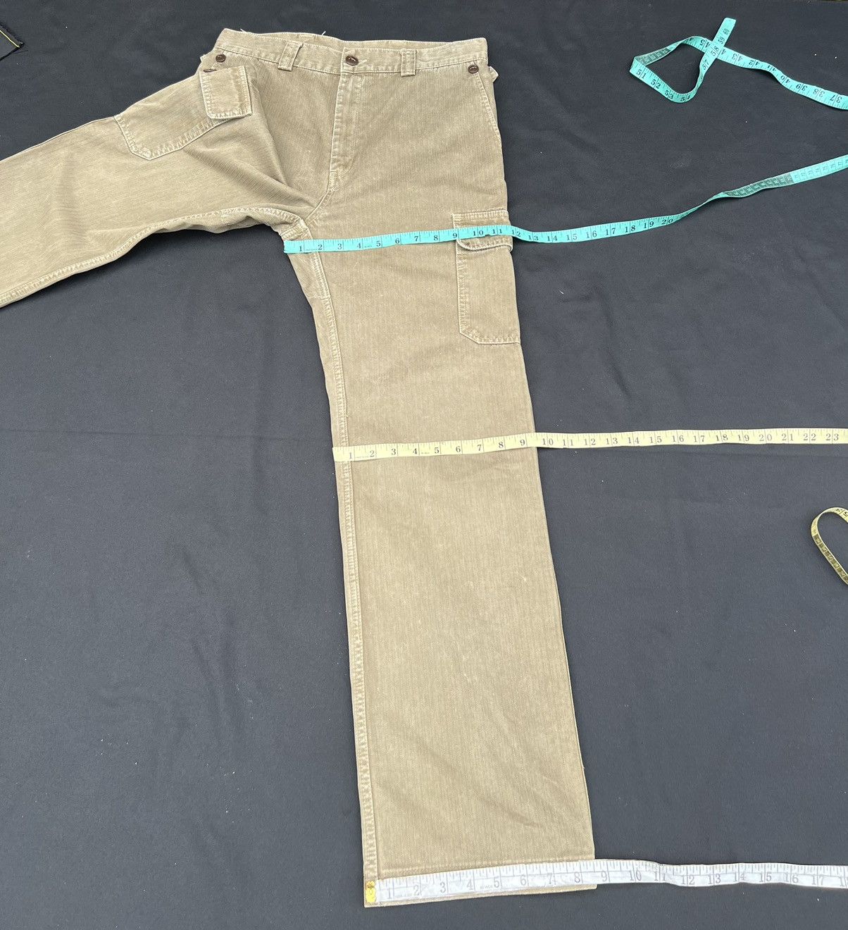 Journal Standard VTG JS Japan Sun Fade Olive Green HBT Striped Cargo Trouser Size US 30 / EU 46 - 3 Thumbnail