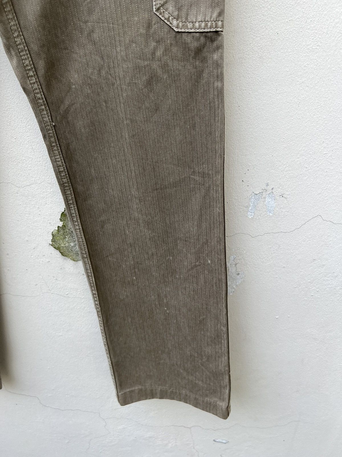 Journal Standard VTG JS Japan Sun Fade Olive Green HBT Striped Cargo Trouser Size US 30 / EU 46 - 12 Thumbnail