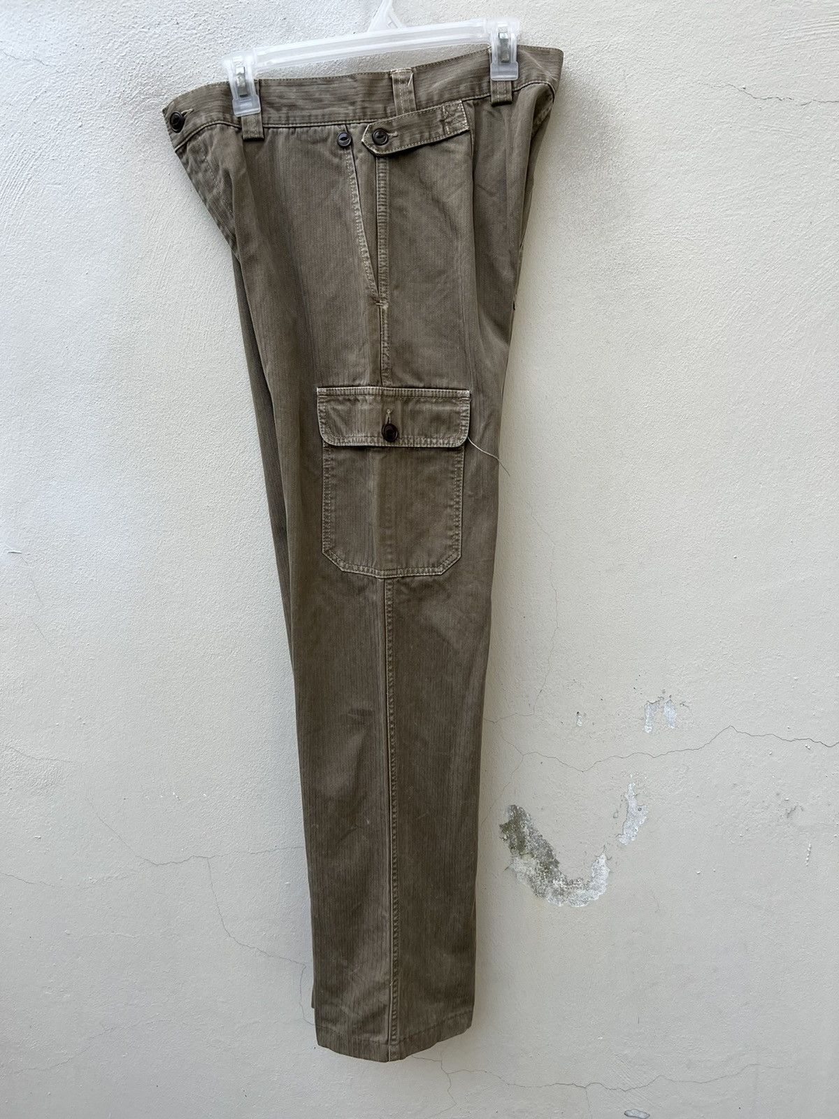 Journal Standard VTG JS Japan Sun Fade Olive Green HBT Striped Cargo Trouser Size US 30 / EU 46 - 21 Thumbnail