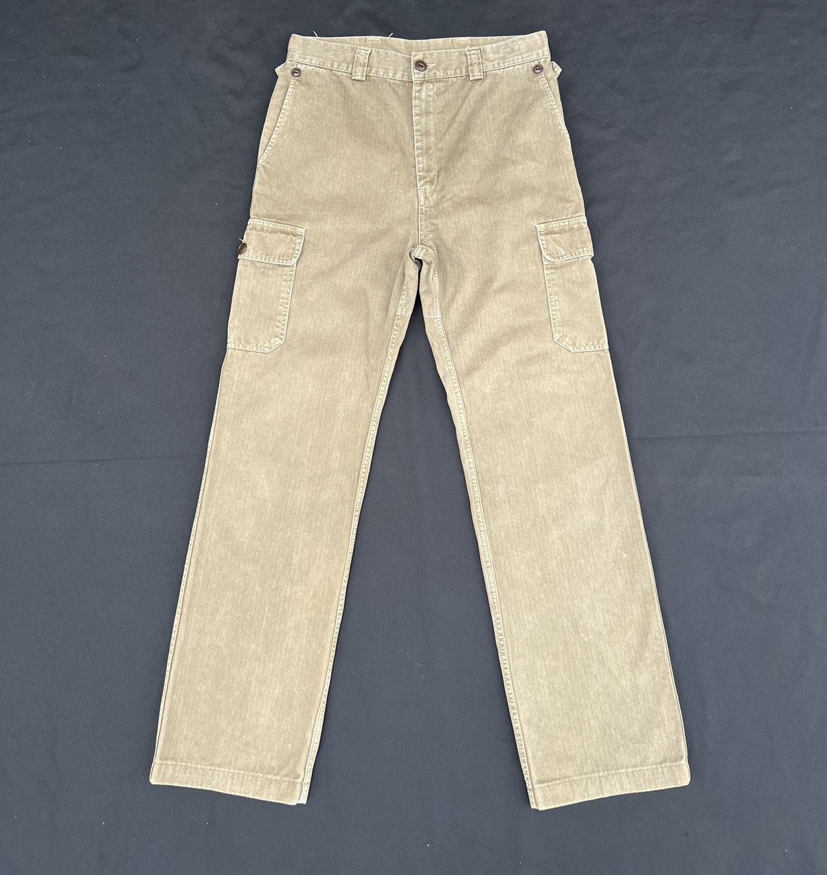 Journal Standard VTG JS Japan Sun Fade Olive Green HBT Striped Cargo Trouser Size US 30 / EU 46 - 1 Thumbnail