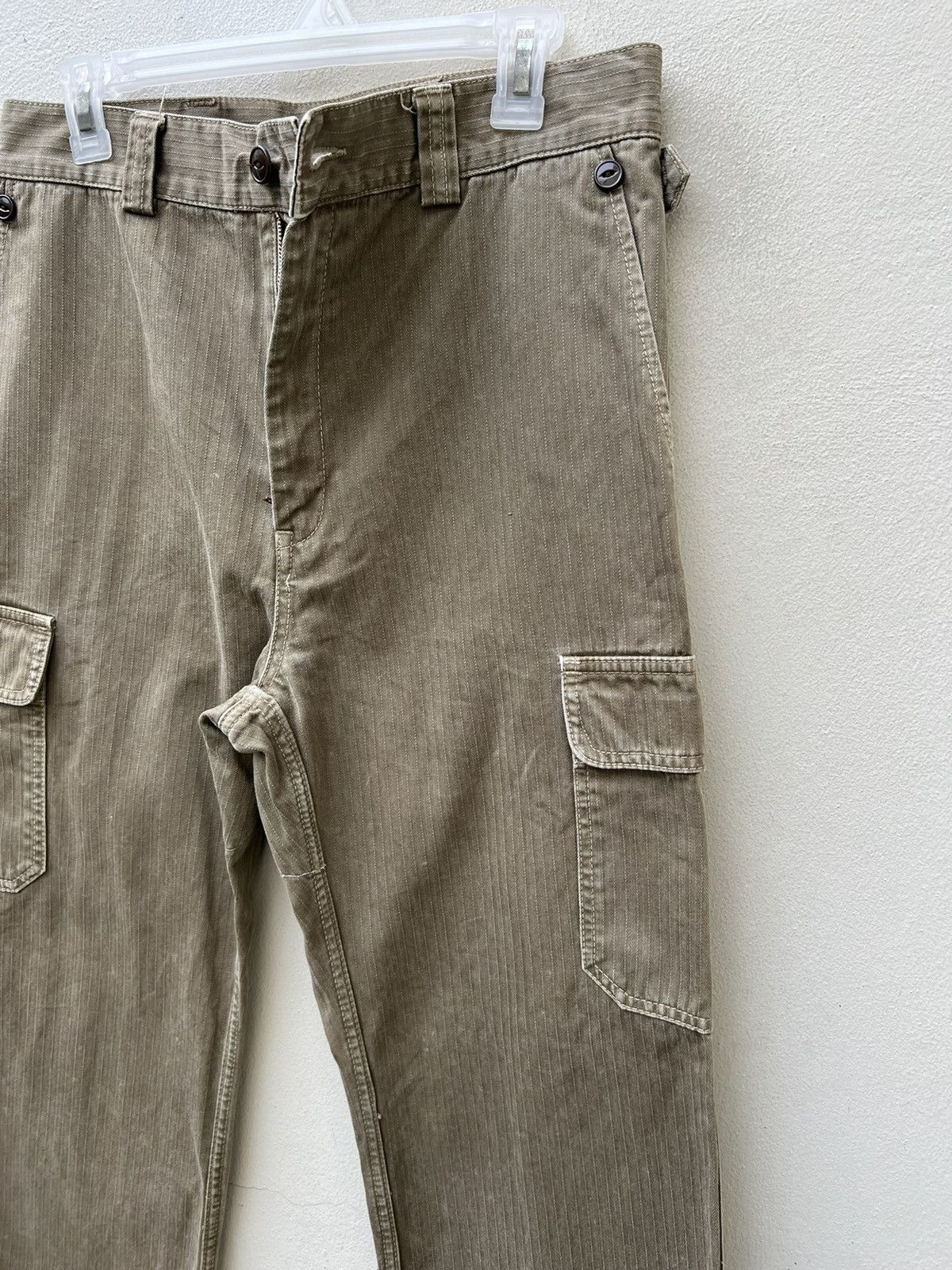 Journal Standard VTG JS Japan Sun Fade Olive Green HBT Striped Cargo Trouser Size US 30 / EU 46 - 10 Thumbnail