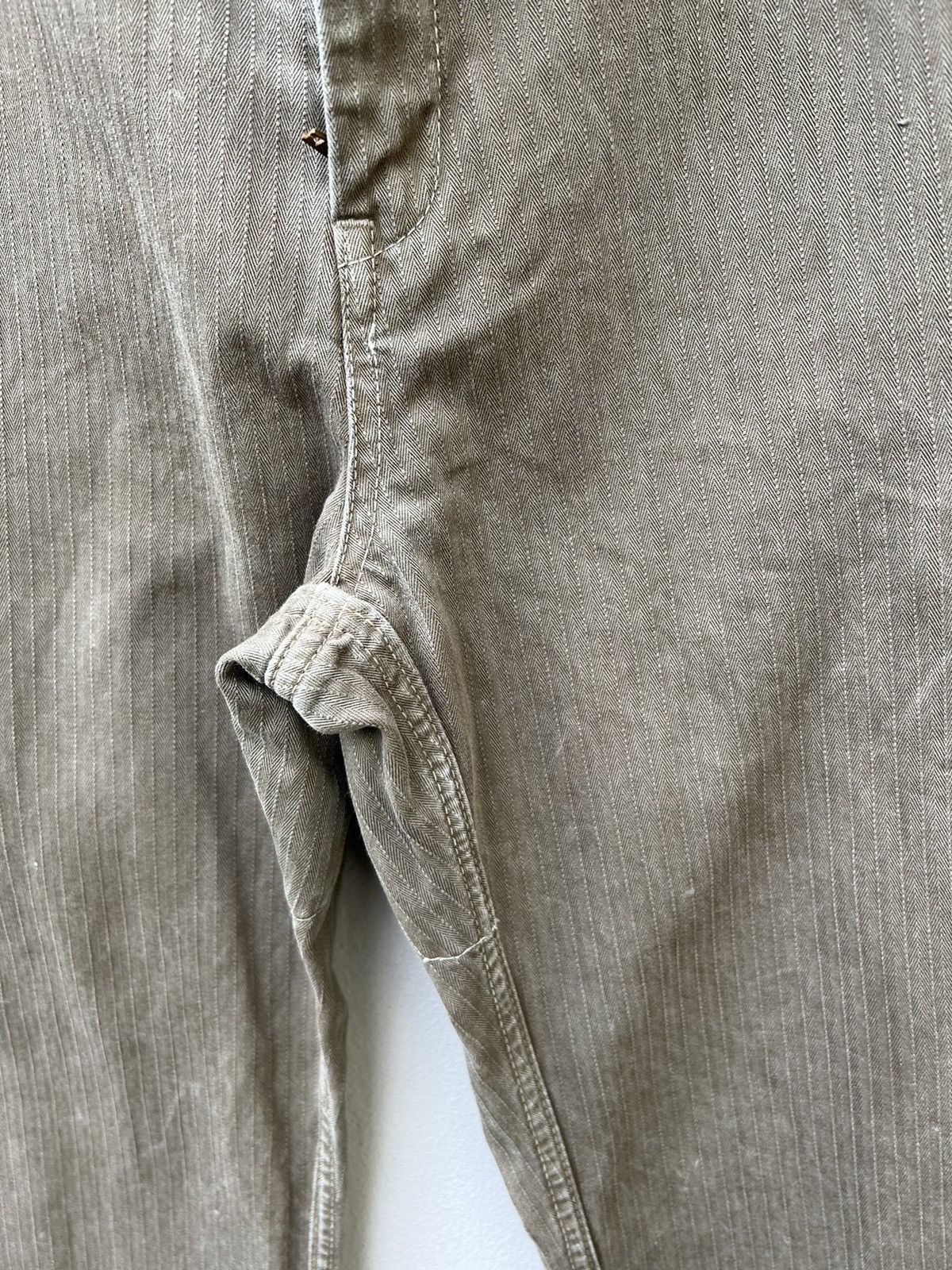 Journal Standard VTG JS Japan Sun Fade Olive Green HBT Striped Cargo Trouser Size US 30 / EU 46 - 11 Thumbnail