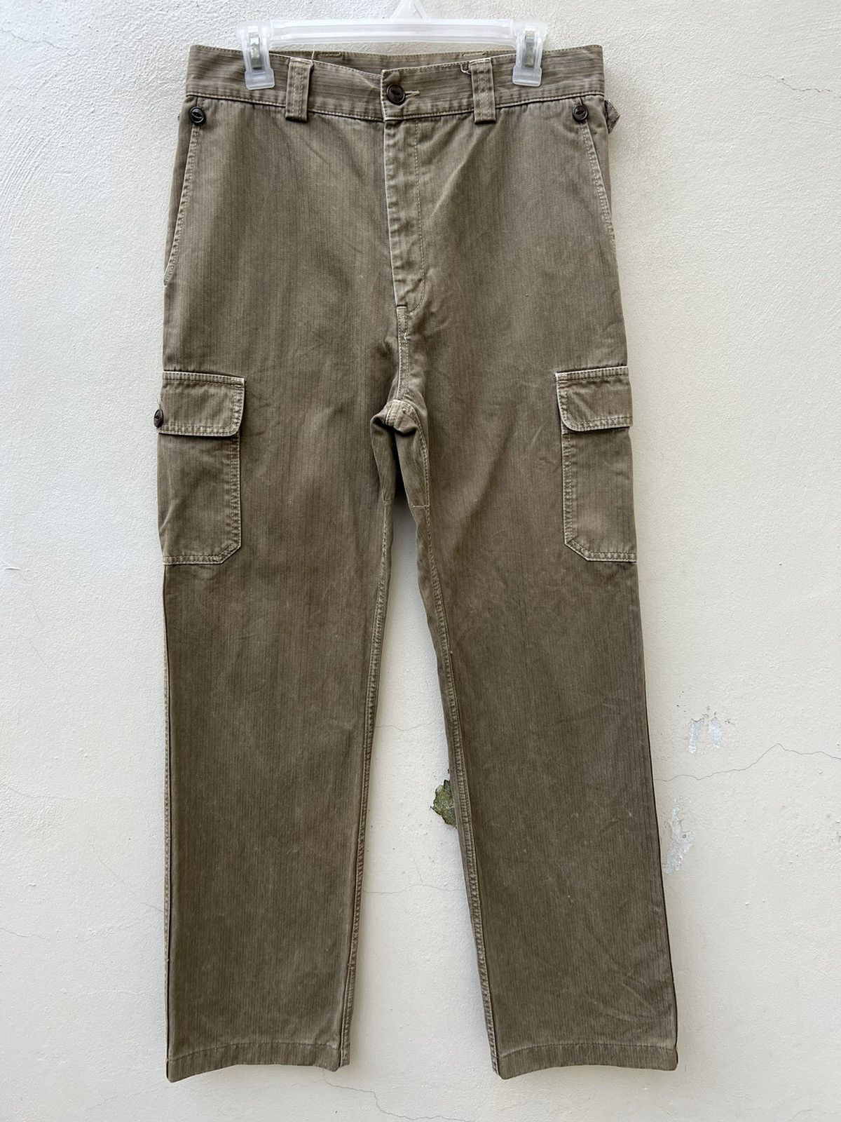 Journal Standard VTG JS Japan Sun Fade Olive Green HBT Striped Cargo Trouser Size US 30 / EU 46 - 6 Thumbnail