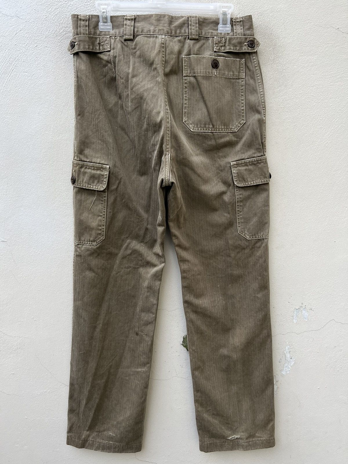 Journal Standard VTG JS Japan Sun Fade Olive Green HBT Striped Cargo Trouser Size US 30 / EU 46 - 14 Thumbnail