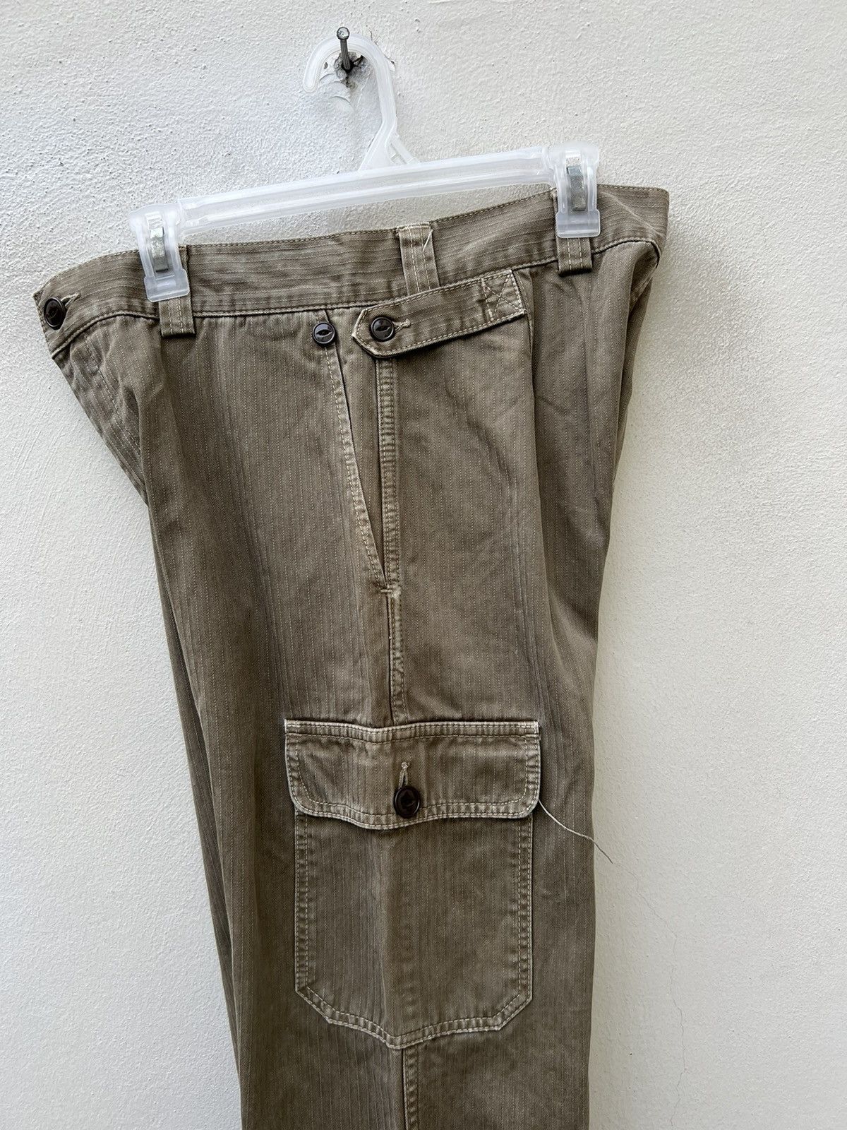 Journal Standard VTG JS Japan Sun Fade Olive Green HBT Striped Cargo Trouser Size US 30 / EU 46 - 22 Thumbnail