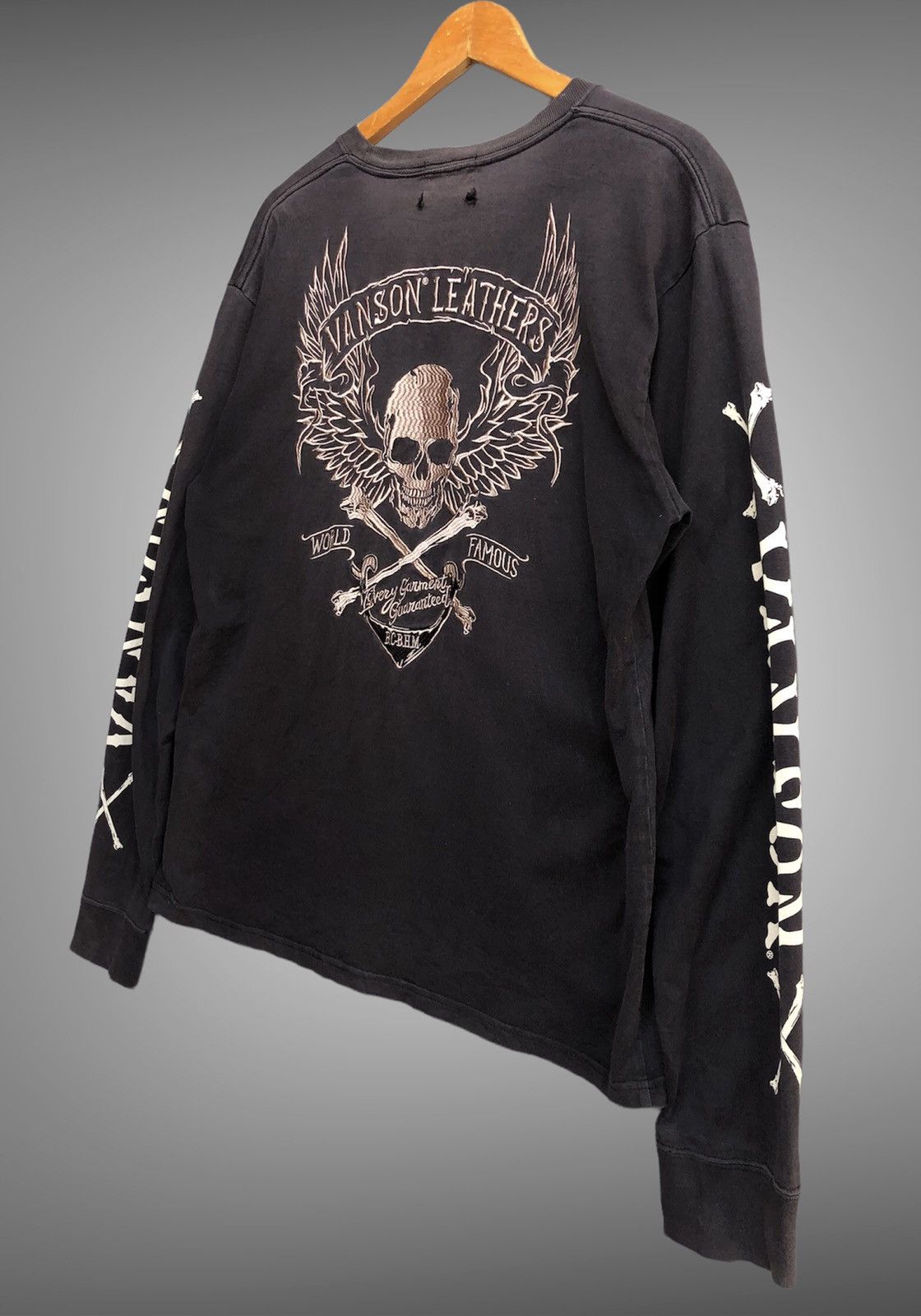 ICON Motorsports × Vanson Leathers × Vintage Vintage Vanson Leather Embroidery Skull Head Long Sleeve Tee Size US XL / EU 56 / 4 - 11 Thumbnail
