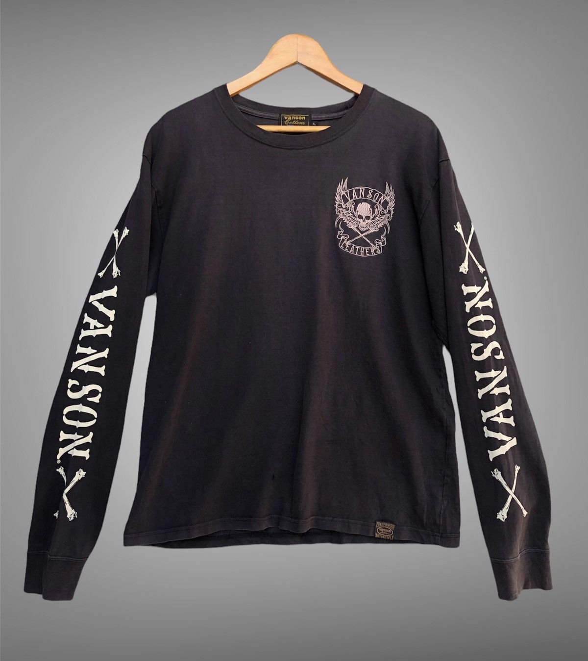 ICON Motorsports × Vanson Leathers × Vintage Vintage Vanson Leather Embroidery Skull Head Long Sleeve Tee Size US XL / EU 56 / 4 - 2 Thumbnail