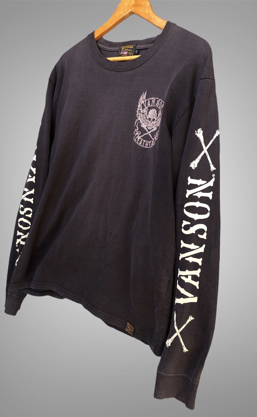 ICON Motorsports × Vanson Leathers × Vintage Vintage Vanson Leather Embroidery Skull Head Long Sleeve Tee Size US XL / EU 56 / 4 - 7 Thumbnail