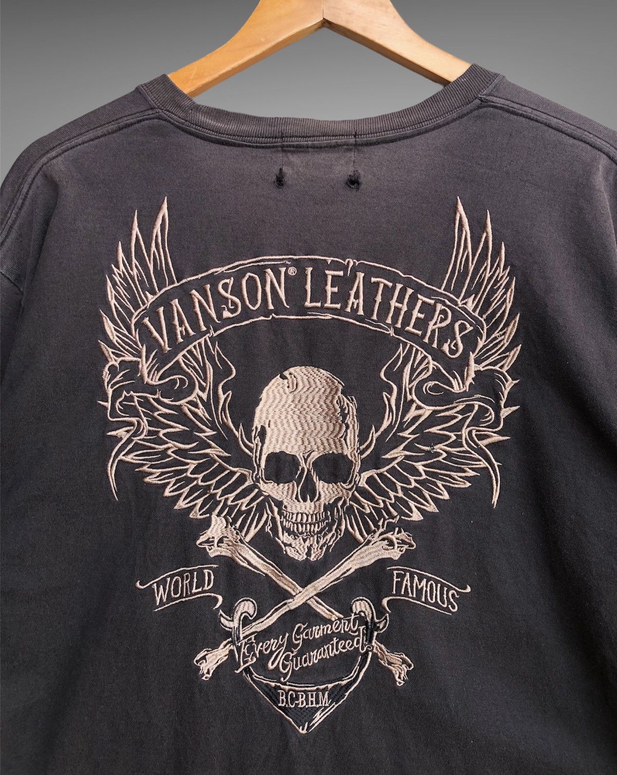 ICON Motorsports × Vanson Leathers × Vintage Vintage Vanson Leather Embroidery Skull Head Long Sleeve Tee Size US XL / EU 56 / 4 - 8 Thumbnail