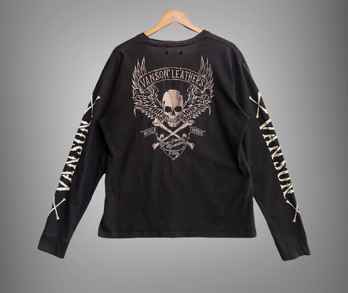 ICON Motorsports × Vanson Leathers × Vintage Vintage Vanson Leather Embroidery Skull Head Long Sleeve Tee Size US XL / EU 56 / 4 - 1 Thumbnail