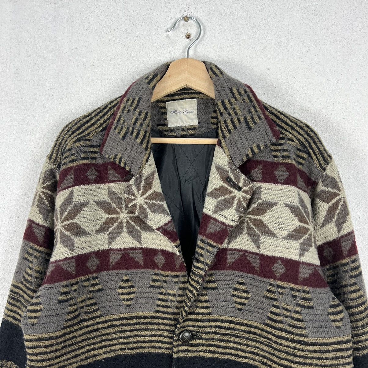 VINTAGE HOMEY SNOW WOOL JACKET NAVAJO STYLE DESIGN PRINTED