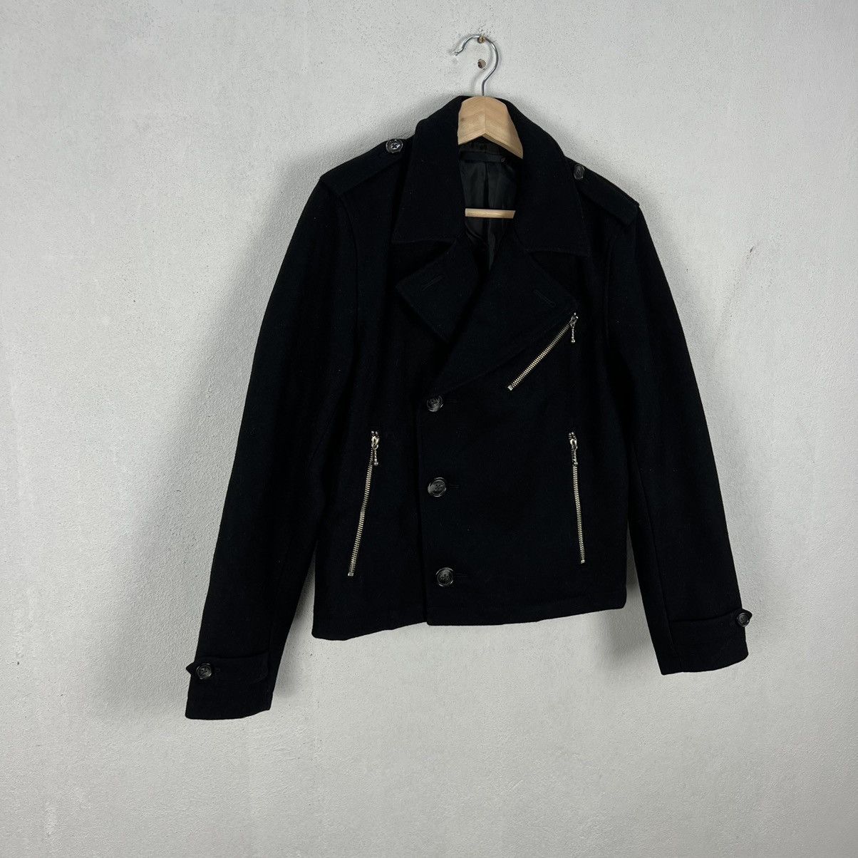 Japanese Brand DOUBLE BREAST BIKER PARACHUTE WOOL JACKET MANGROVE Size US M / EU 48-50 / 2 - 2 Thumbnail