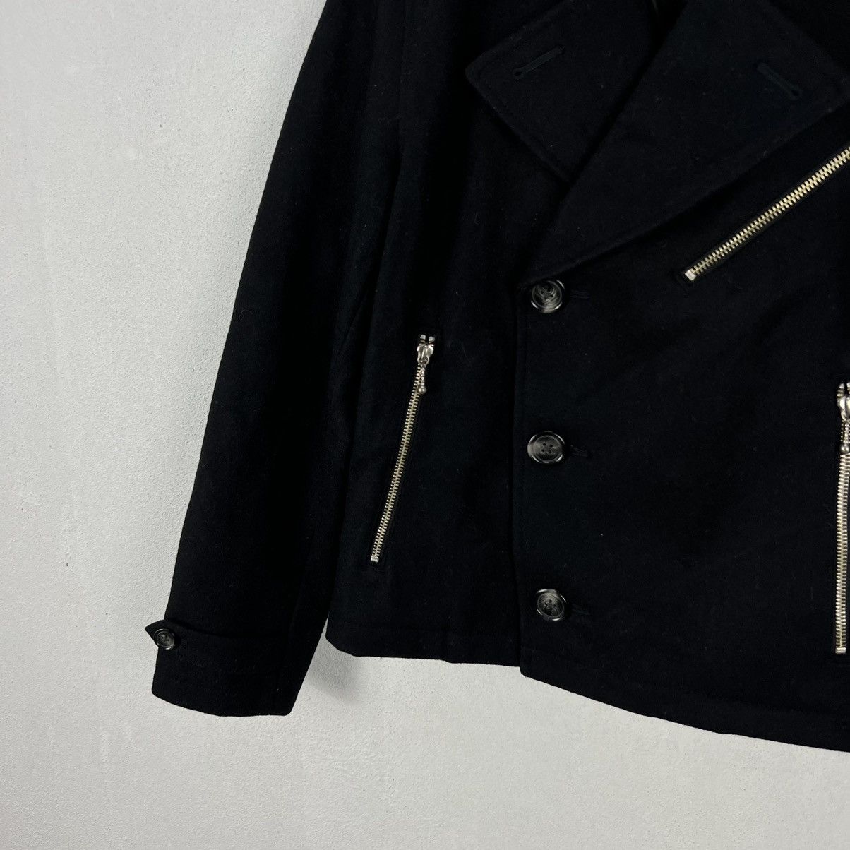 Japanese Brand DOUBLE BREAST BIKER PARACHUTE WOOL JACKET MANGROVE Size US M / EU 48-50 / 2 - 4 Thumbnail