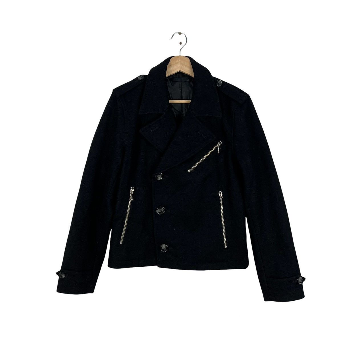 Japanese Brand DOUBLE BREAST BIKER PARACHUTE WOOL JACKET MANGROVE Size US M / EU 48-50 / 2 - 1 Thumbnail