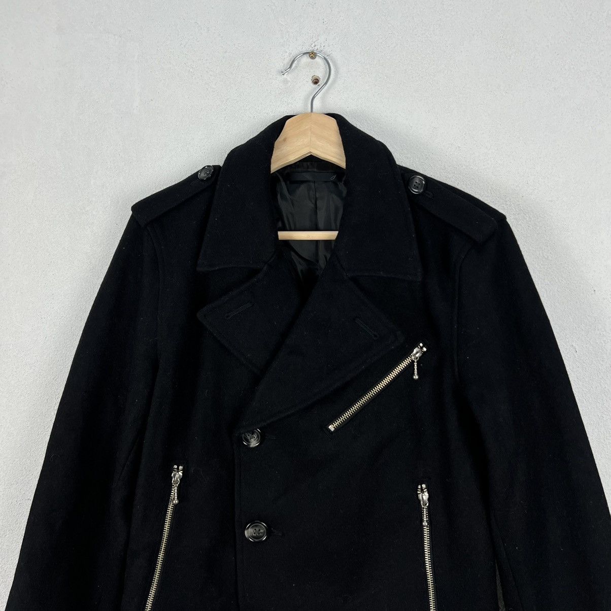 Japanese Brand DOUBLE BREAST BIKER PARACHUTE WOOL JACKET MANGROVE Size US M / EU 48-50 / 2 - 3 Thumbnail