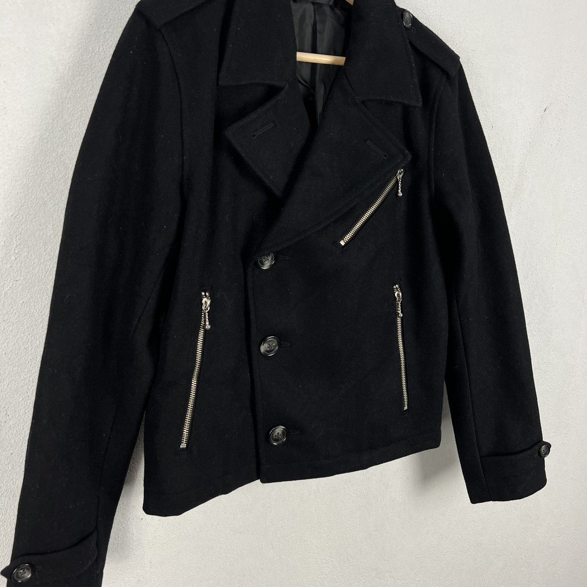 Japanese Brand DOUBLE BREAST BIKER PARACHUTE WOOL JACKET MANGROVE Size US M / EU 48-50 / 2 - 5 Thumbnail