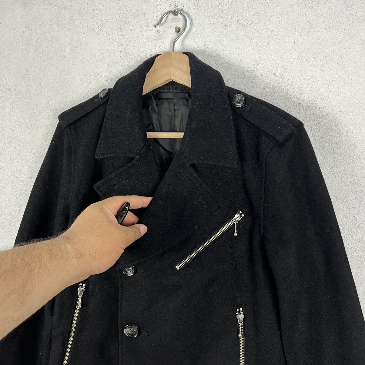 Japanese Brand DOUBLE BREAST BIKER PARACHUTE WOOL JACKET MANGROVE Size US M / EU 48-50 / 2 - 7 Thumbnail