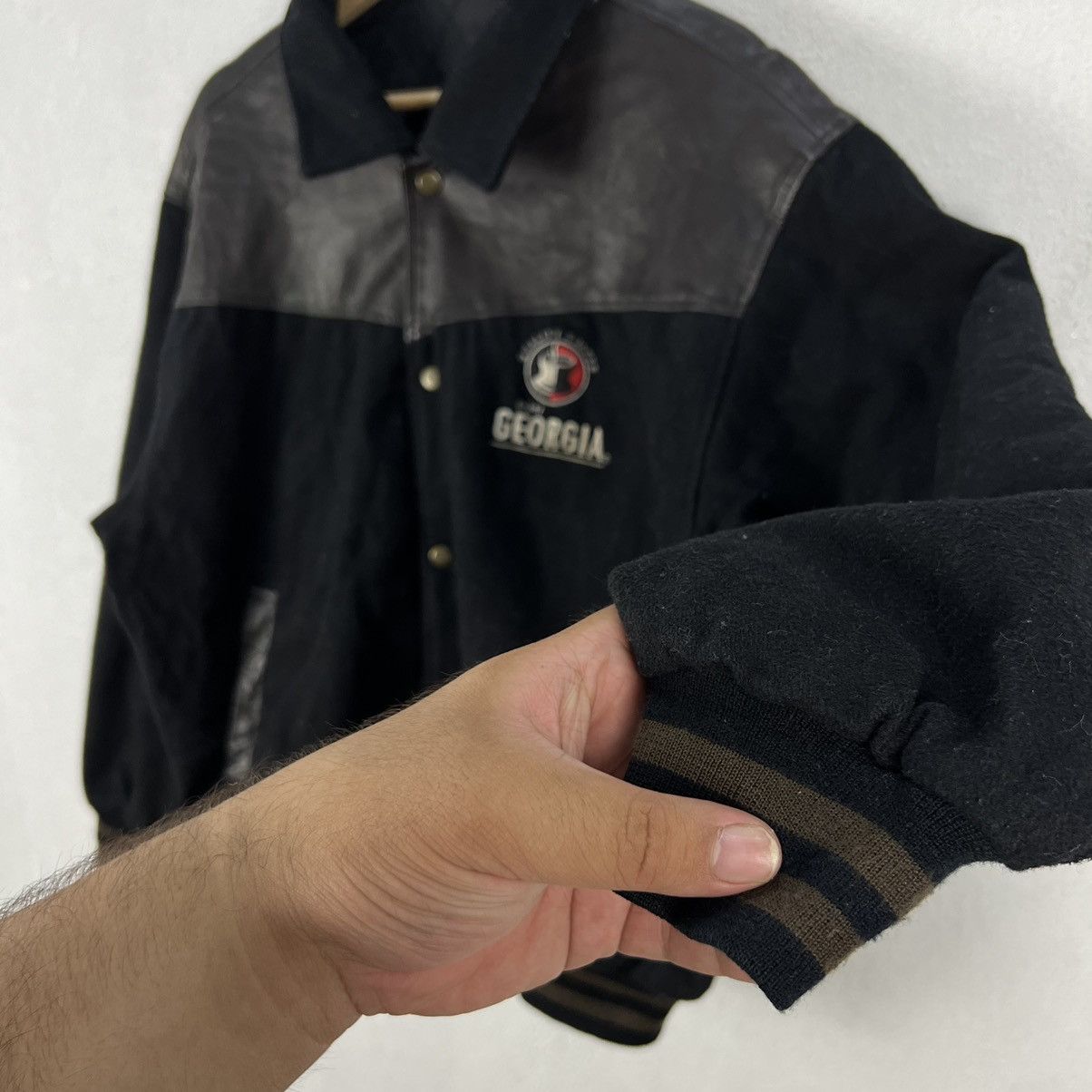Japanese Brand VINTAGE GEORGIA VARSITY JACKET LEATHER HANDLING BIG LOGO Size US M / EU 48-50 / 2 - 6 Thumbnail