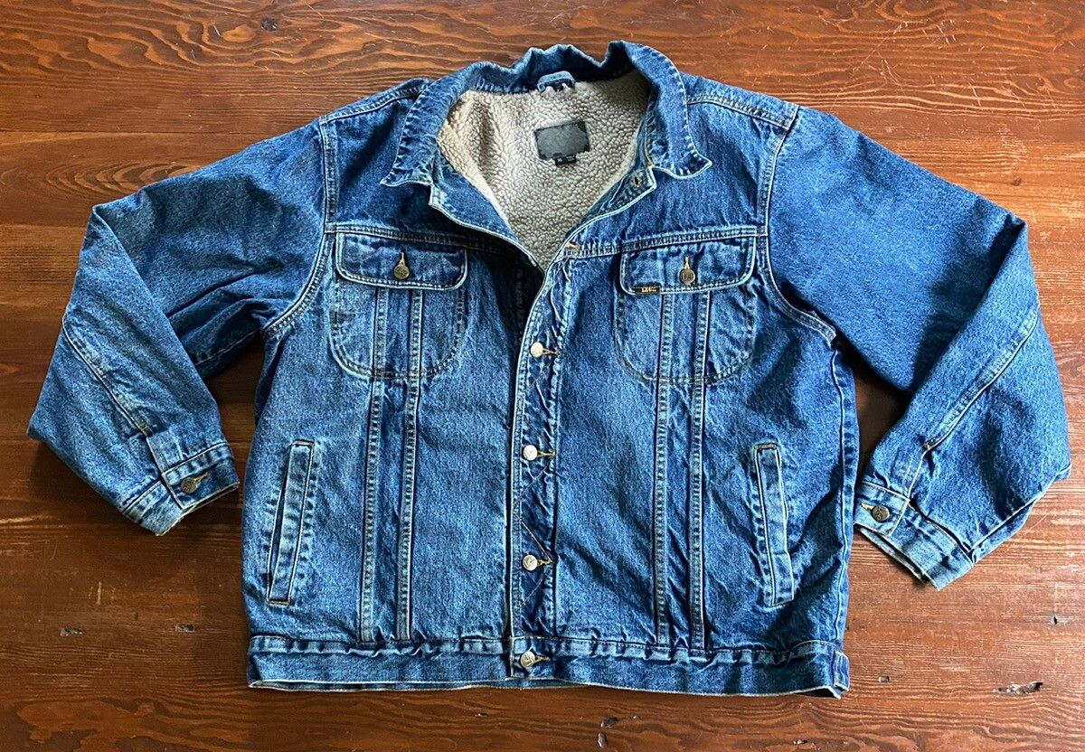 Vintage Vintage 90’s Lee Deep Pile Fleece Lined Denim Jean Jacket Size US XL / EU 56 / 4 - 2 Preview