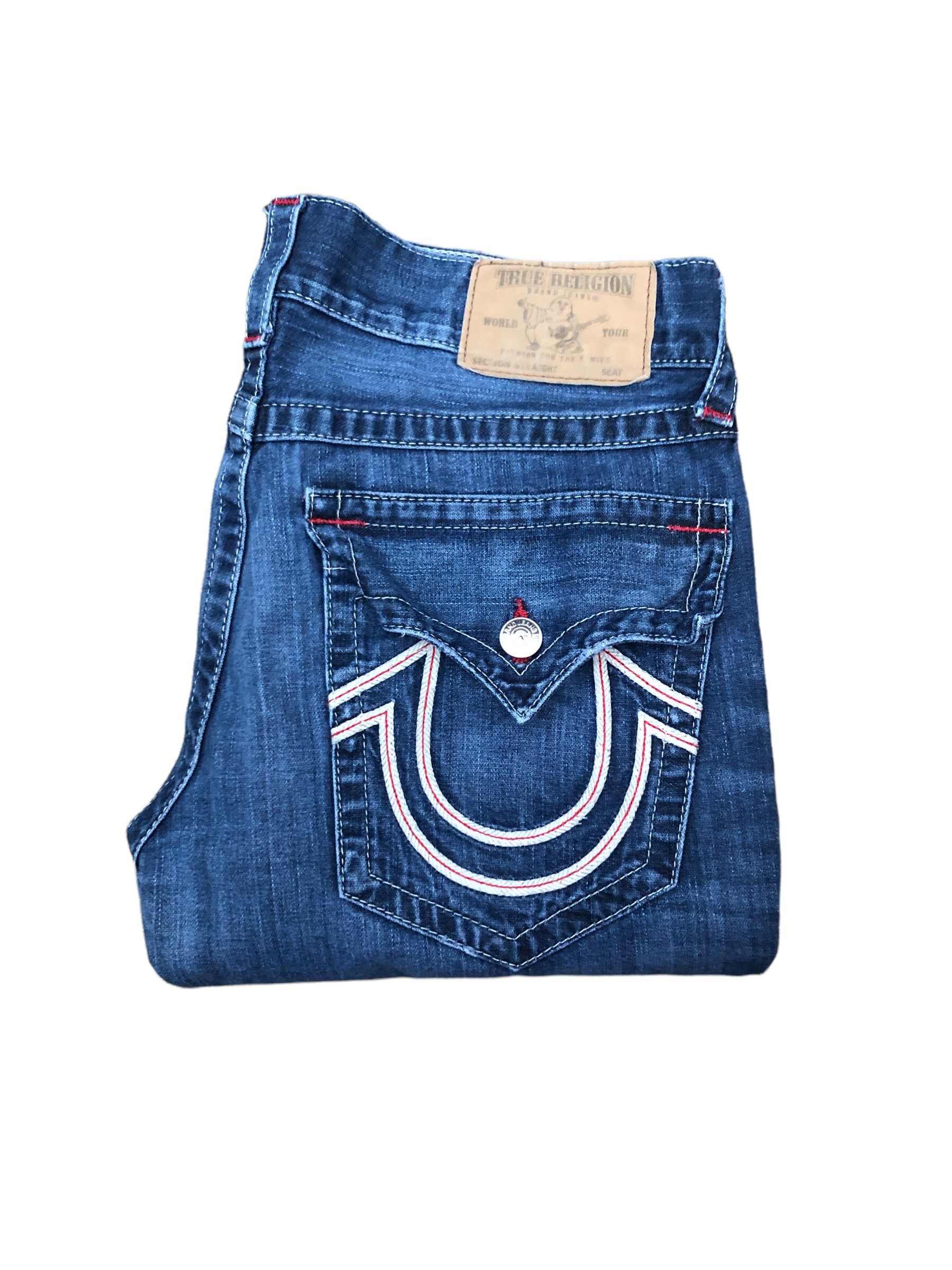 True Religion × Vintage Vintage True Religion Jeans Size 34 STRAIGHT FLAP RED Size US 34 / EU 50 - 1 Thumbnail