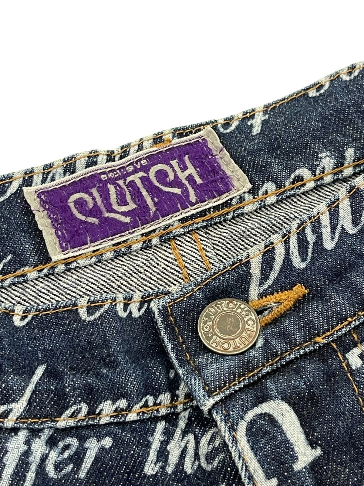 Japanese Brand Fullprinted Jeans Clutch Made in Japan Low Rise Slim 1🟦1 Size US 29 - 8 Thumbnail