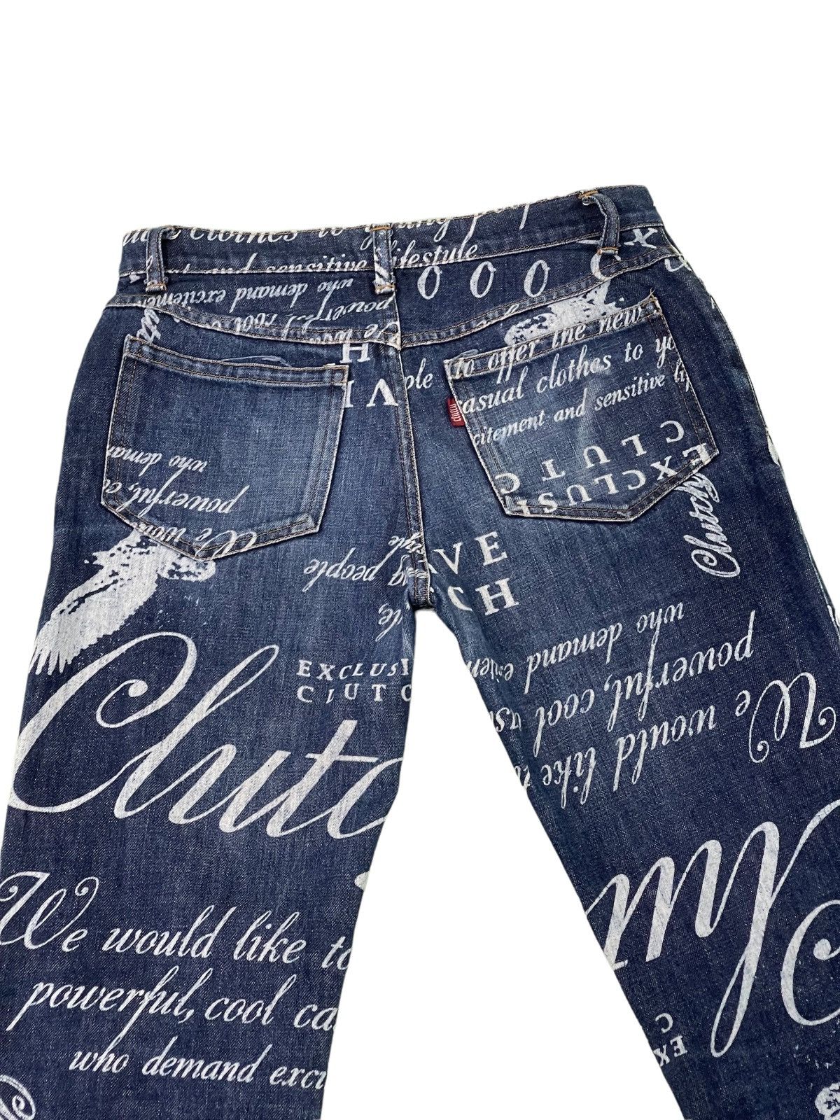 Japanese Brand Fullprinted Jeans Clutch Made in Japan Low Rise Slim 1🟦1 Size US 29 - 15 Thumbnail