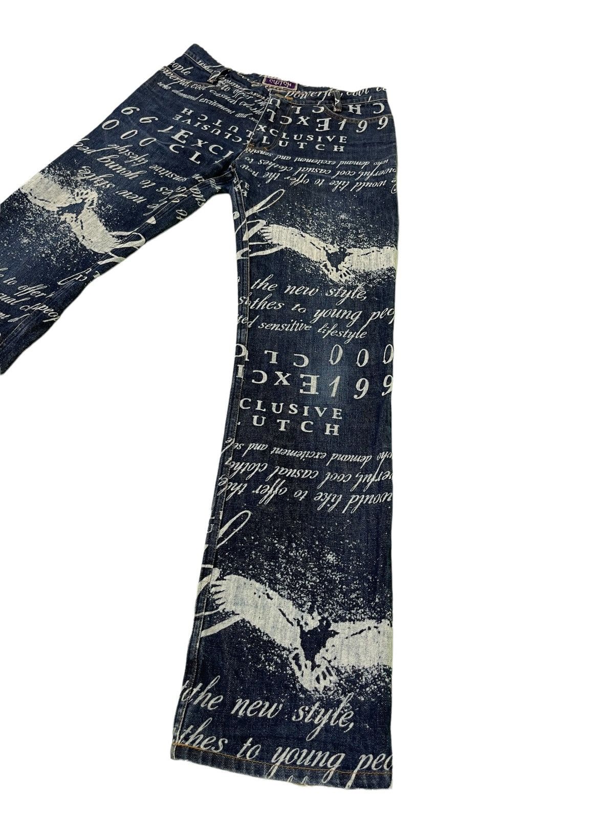 Japanese Brand Fullprinted Jeans Clutch Made in Japan Low Rise Slim 1🟦1 Size US 29 - 3 Thumbnail