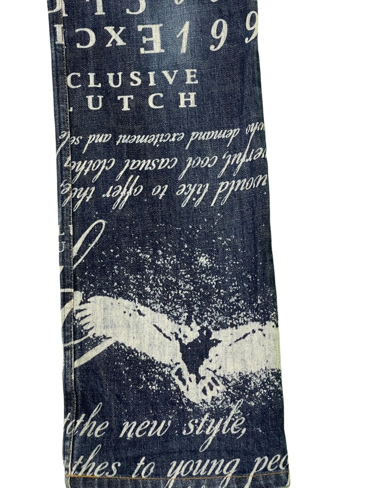 Japanese Brand Fullprinted Jeans Clutch Made in Japan Low Rise Slim 1🟦1 Size US 29 - 4 Thumbnail