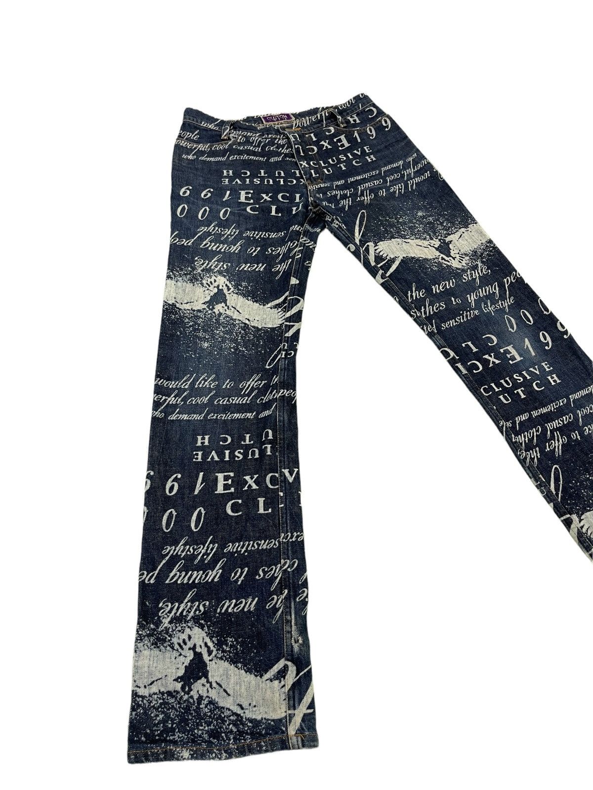 Japanese Brand Fullprinted Jeans Clutch Made in Japan Low Rise Slim 1🟦1 Size US 29 - 2 Thumbnail