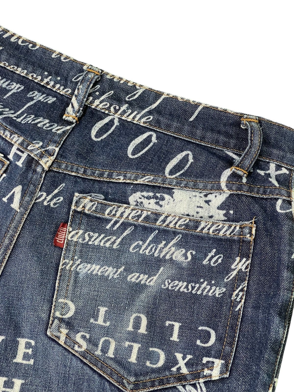 Japanese Brand Fullprinted Jeans Clutch Made in Japan Low Rise Slim 1🟦1 Size US 29 - 16 Thumbnail