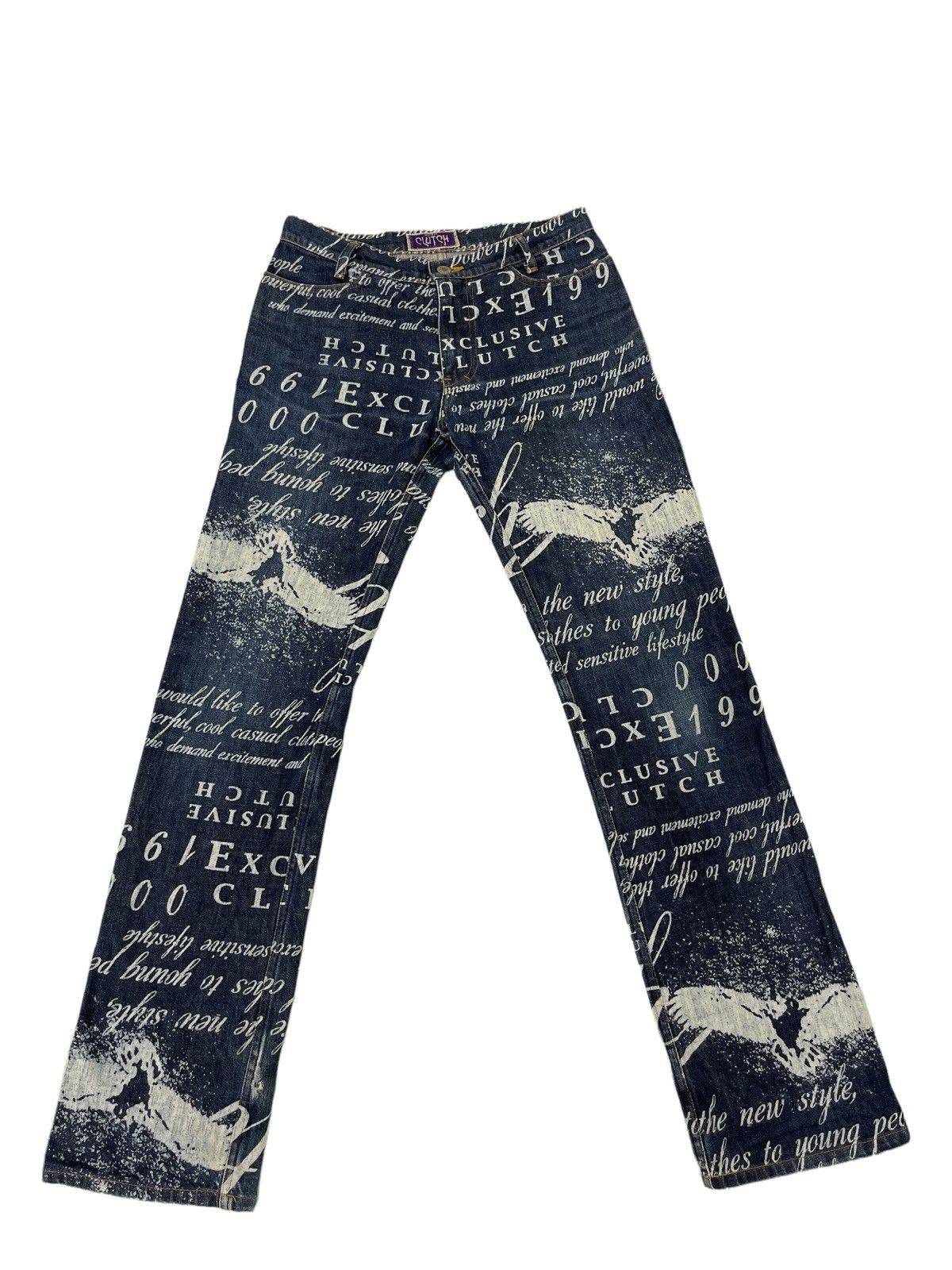 Japanese Brand Fullprinted Jeans Clutch Made in Japan Low Rise Slim 1🟦1 Size US 29 - 1 Thumbnail
