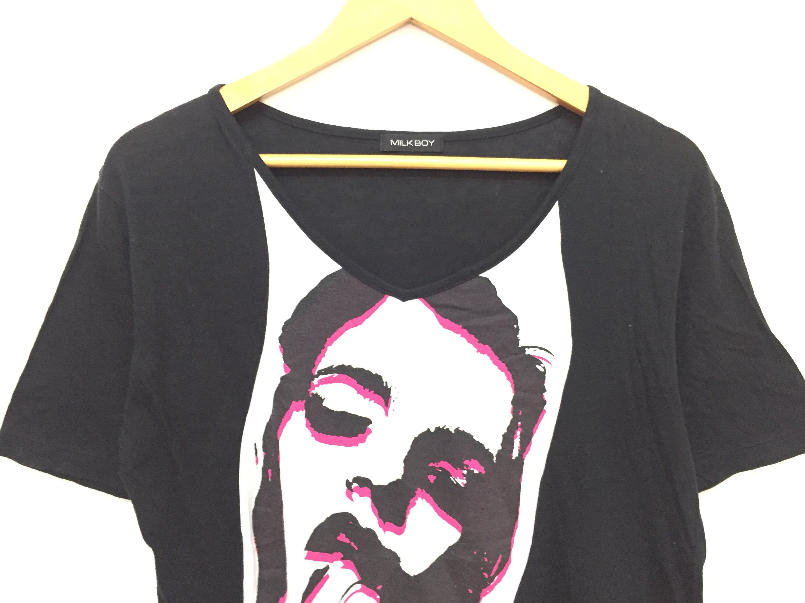 Japanese Brand MILKBOY abstract face V-neck tee Size US S / EU 44-46 / 1 - 3 Thumbnail