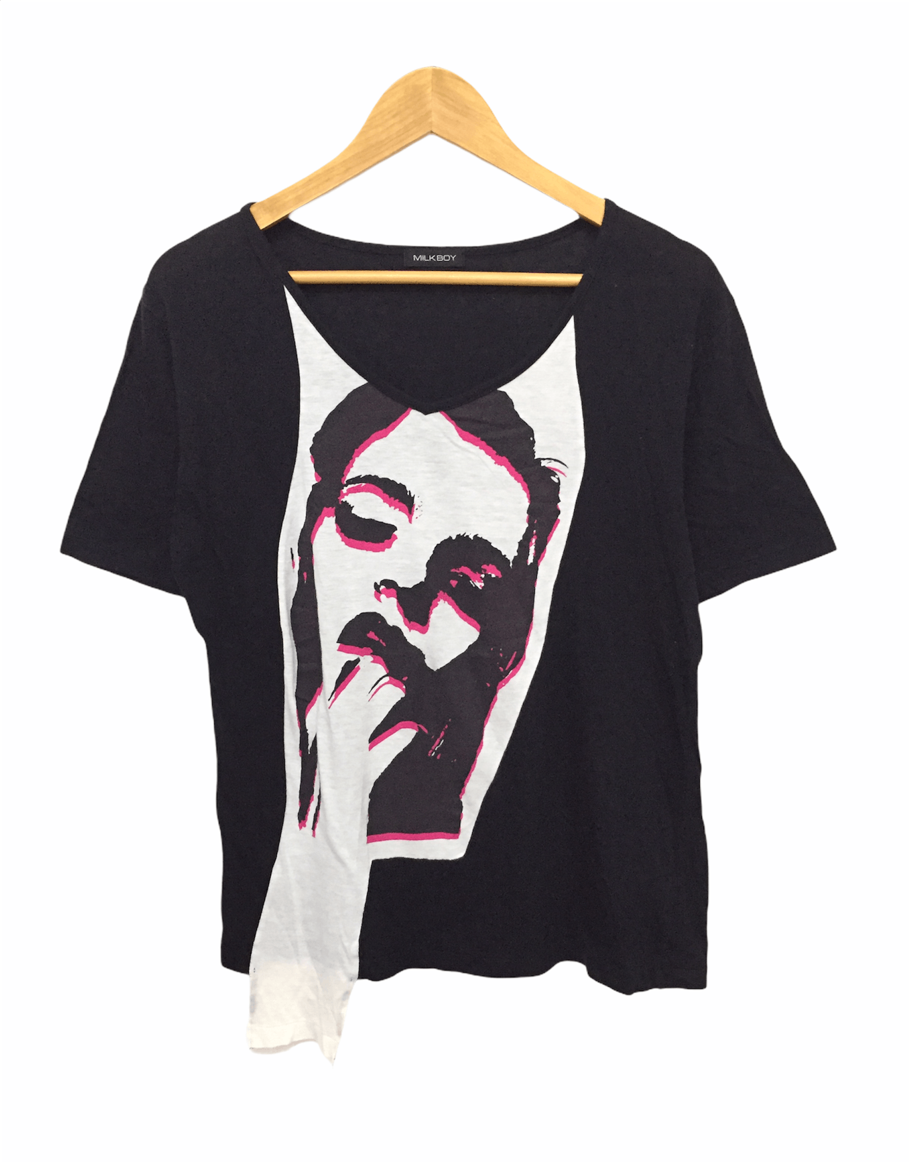 Japanese Brand MILKBOY abstract face V-neck tee Size US S / EU 44-46 / 1 - 2 Thumbnail