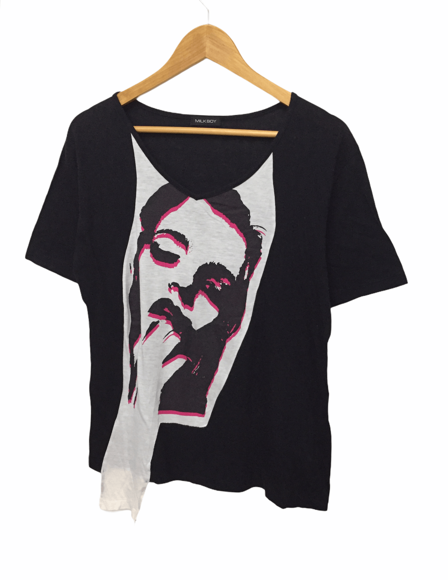 Japanese Brand MILKBOY abstract face V-neck tee Size US S / EU 44-46 / 1 - 1 Thumbnail