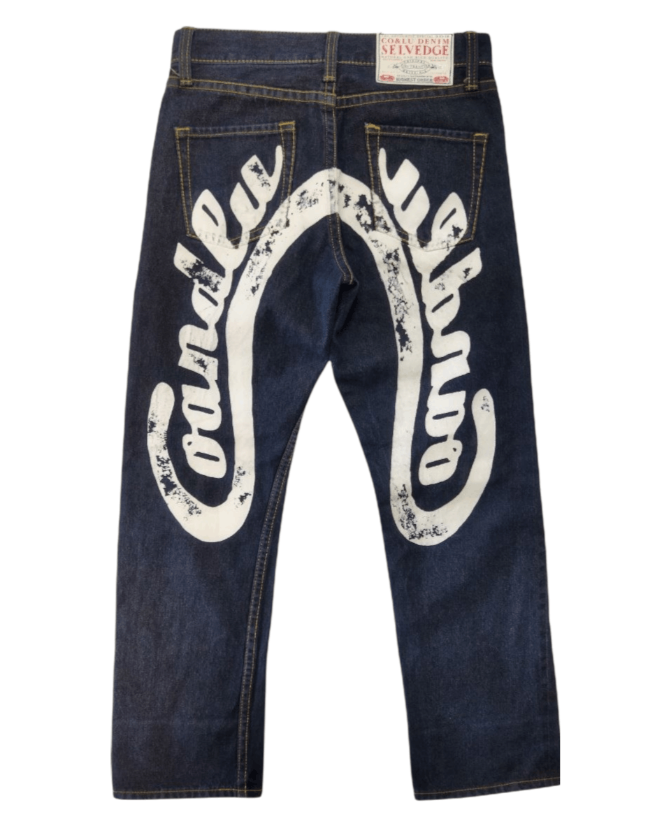 image of Avant Garde japanese Co & Lu Denim Selvedge Jeans in Dark Blue Denim, Men's (Size 27)