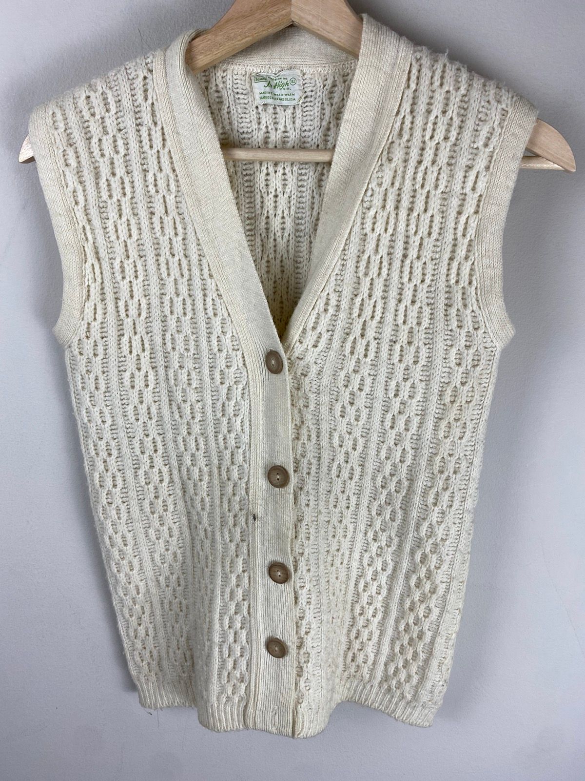 Pre-owned Coloured Cable Knit Sweater X Vintage Cable Knit Sweater Vest In White