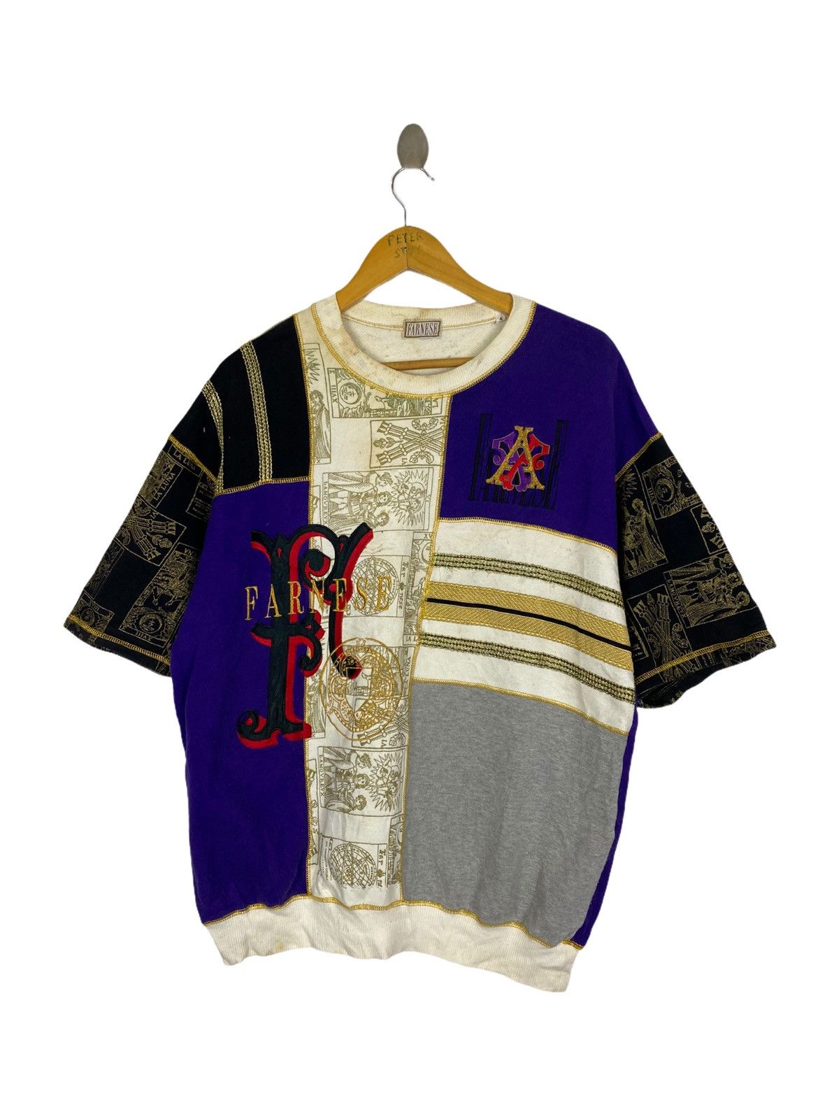 VINTAGE FARNESE EMBROIDEREY LOGO SHORT SLEEVE SWEATER