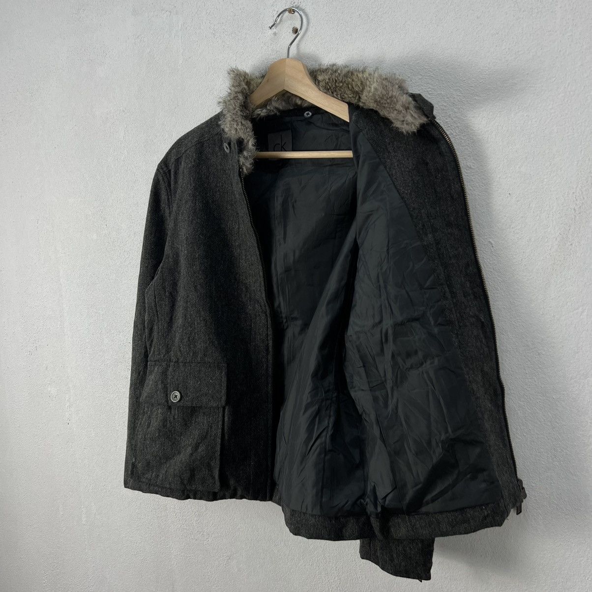 Calvin Klein CALVIN KLEIN MINK FUR COLLAR ZIPPER JACKET Size US L / EU 52-54 / 3 - 11 Thumbnail