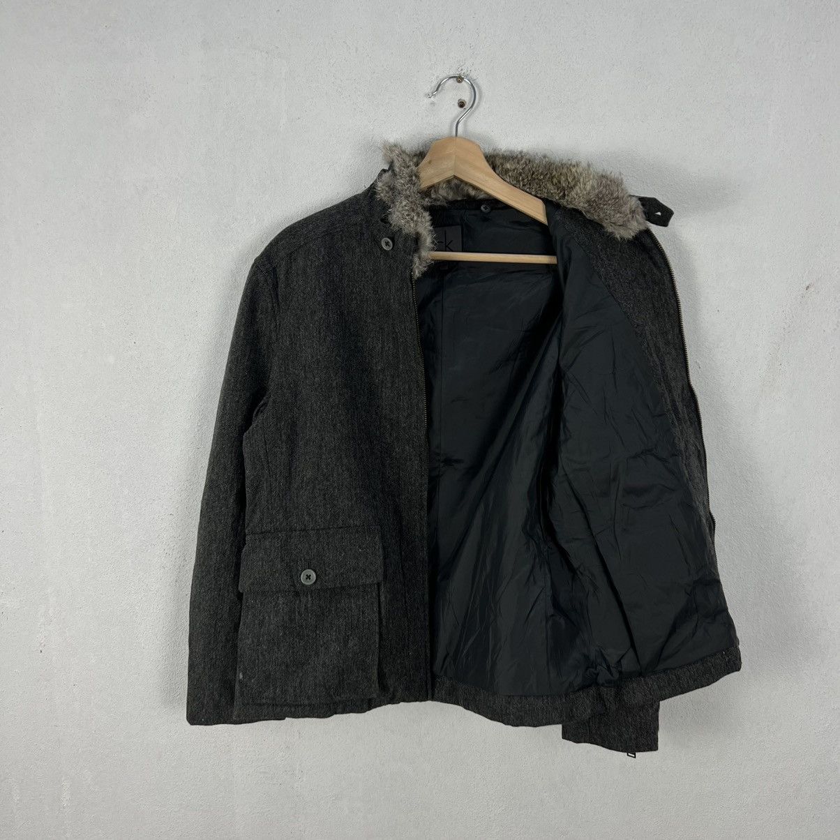 Calvin Klein CALVIN KLEIN MINK FUR COLLAR ZIPPER JACKET Size US L / EU 52-54 / 3 - 10 Thumbnail