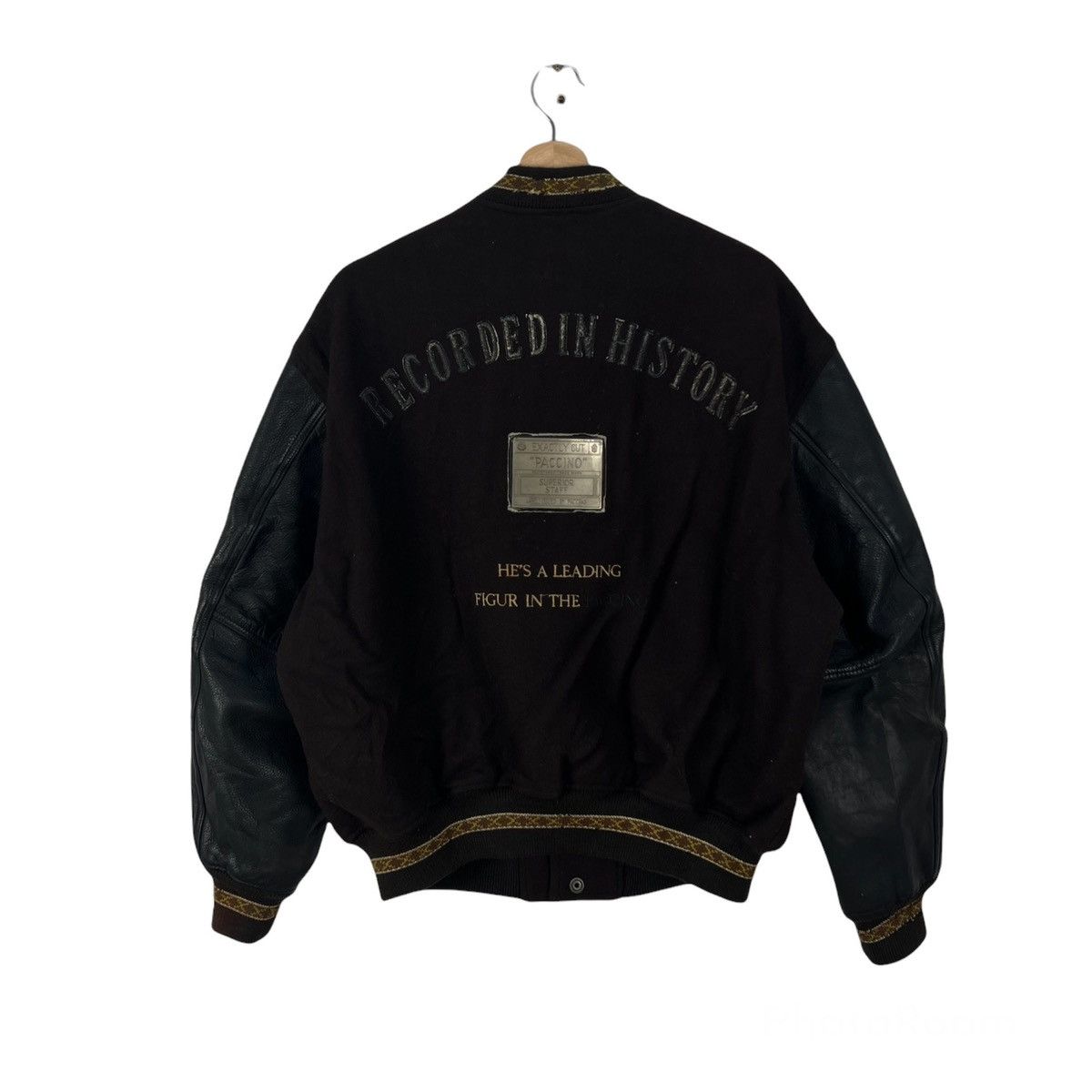 Japanese Brand VINTAGE VARSITY JACKET PACCINO BIG LOGO LEATHER HANDLING Size US M / EU 48-50 / 2 - 1 Thumbnail