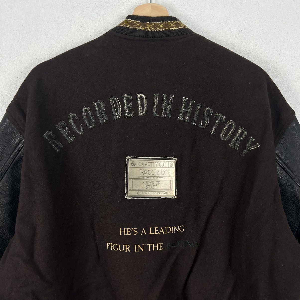Japanese Brand VINTAGE VARSITY JACKET PACCINO BIG LOGO LEATHER HANDLING Size US M / EU 48-50 / 2 - 11 Thumbnail