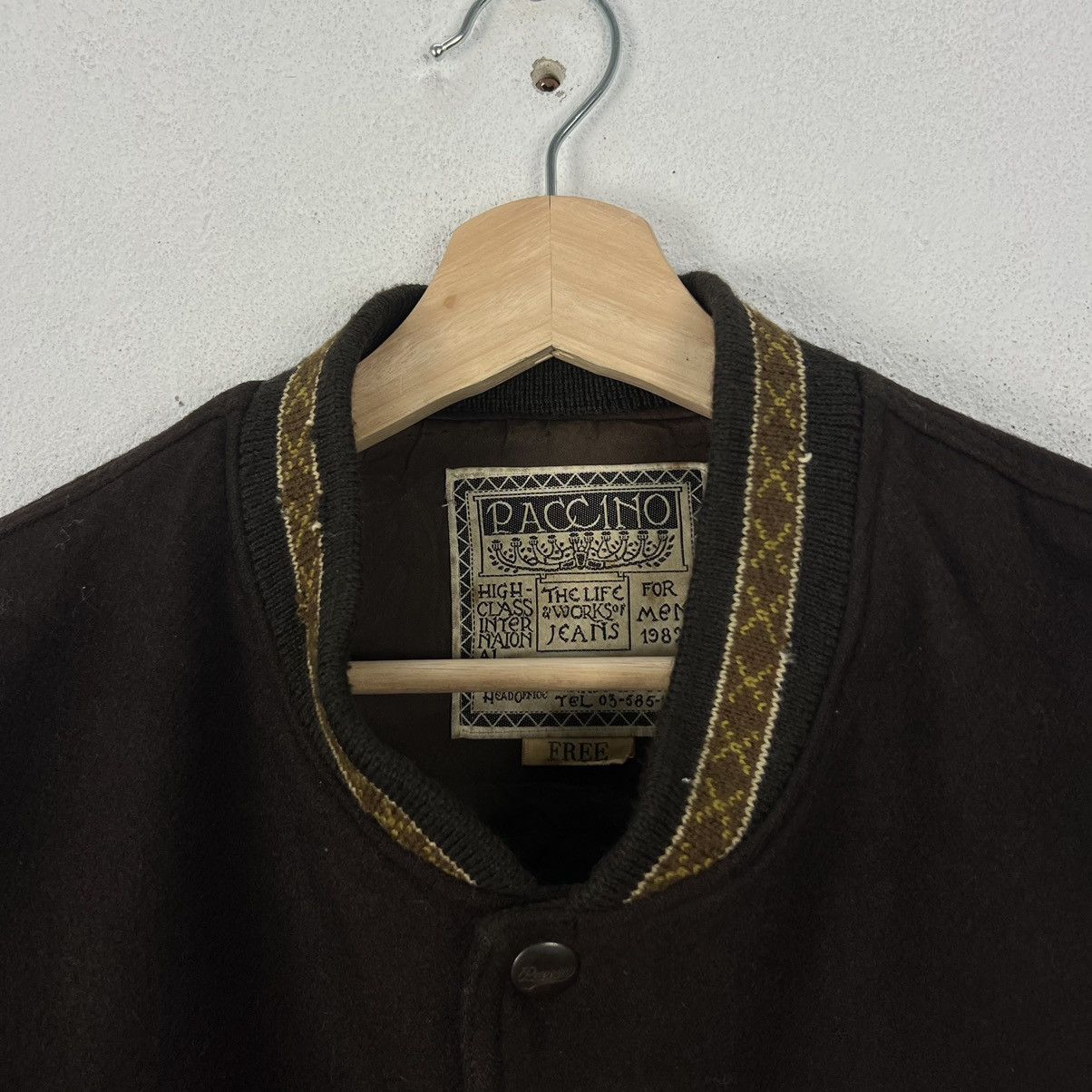 Japanese Brand VINTAGE VARSITY JACKET PACCINO BIG LOGO LEATHER HANDLING Size US M / EU 48-50 / 2 - 8 Thumbnail