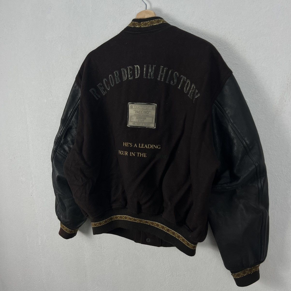 Japanese Brand VINTAGE VARSITY JACKET PACCINO BIG LOGO LEATHER HANDLING Size US M / EU 48-50 / 2 - 10 Thumbnail
