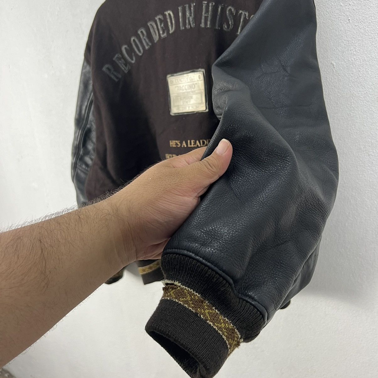 Japanese Brand VINTAGE VARSITY JACKET PACCINO BIG LOGO LEATHER HANDLING Size US M / EU 48-50 / 2 - 13 Thumbnail