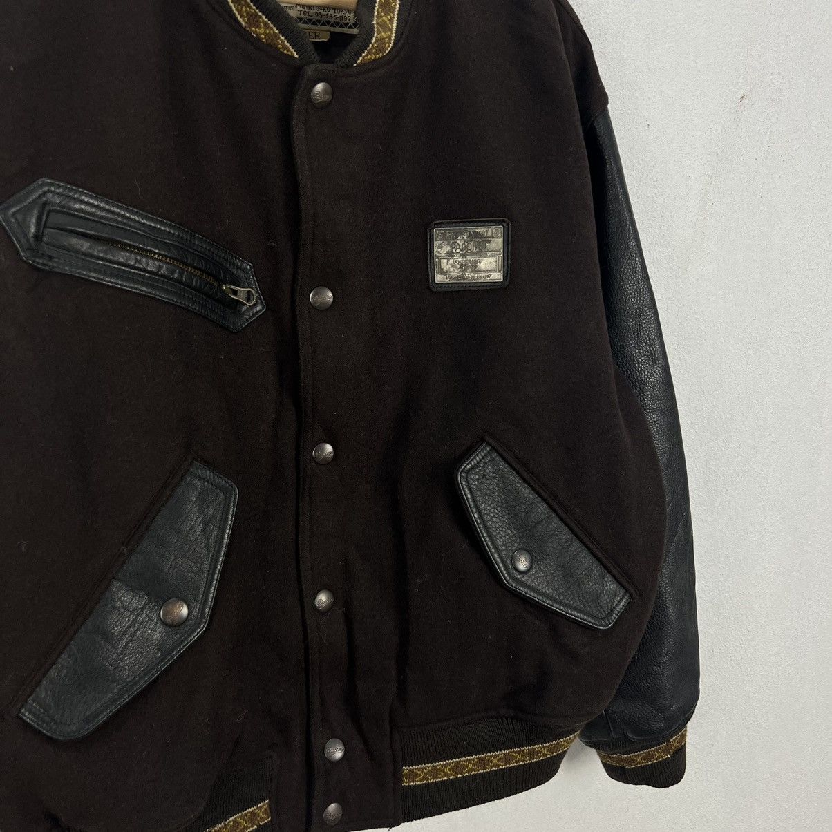 Japanese Brand VINTAGE VARSITY JACKET PACCINO BIG LOGO LEATHER HANDLING Size US M / EU 48-50 / 2 - 6 Thumbnail