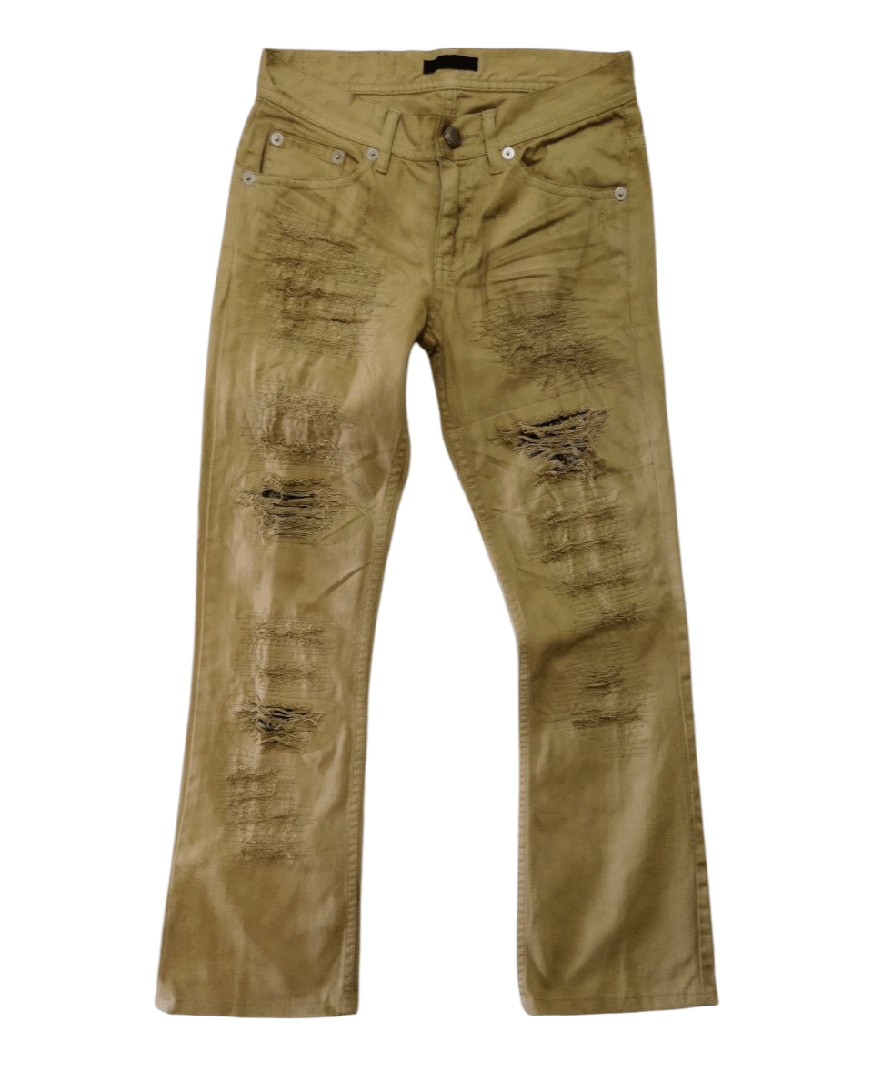 image of Archival Clothing x Distressed Denim japanese Midas Style Distressed Design Jeans in Mustard (Size 