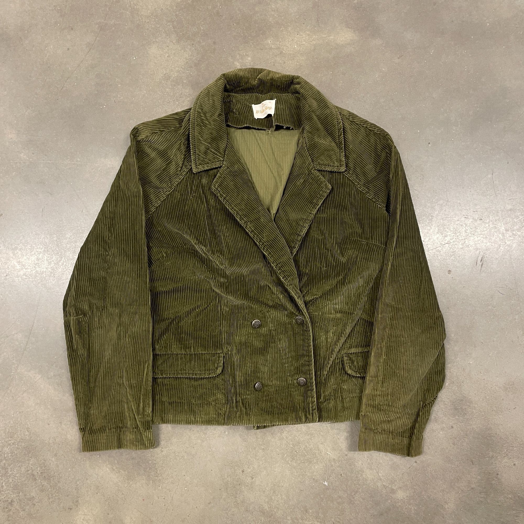 Vintage 60s VTG Green/Brown White Stag Corduroy Double Breasted Blaz Size XL / US 12-14 / IT 48-50 - 2 Thumbnail